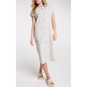 CALIA Women's Extended Sleeve Button Down Swim Cover Up Yucatán Ivory Sz Small